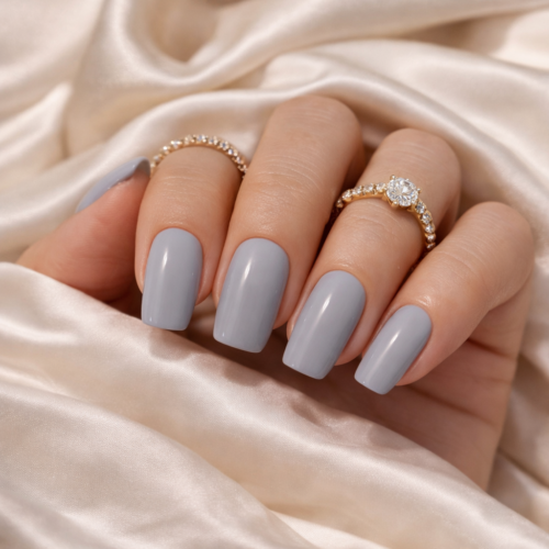 SOFT GREY LUXE PRESS ON NAILS - SQUARE