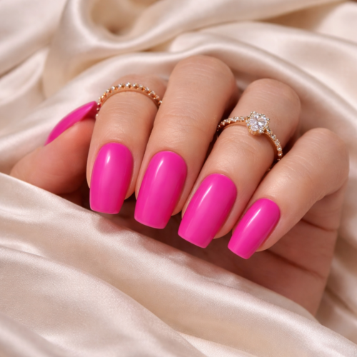 Home HOT FUCHSIA SQUARE PRESS ON NAILS