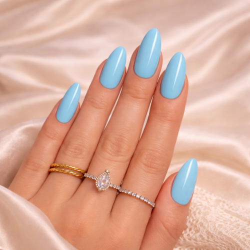 Home BLUEBERRY CLOUD- PASTEL BLUE ALMOND PRESS ON NAILS
