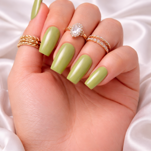 Home OLIVE GREEN SQUARE PRESS ON NAILS- PLAIN