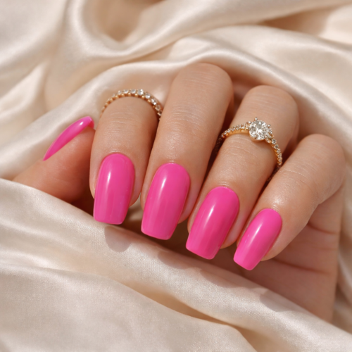 Home HOT PINK LUXE PRESS ON NAILS-SQUARE