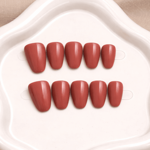 terracotta sunset glossy square press on nails