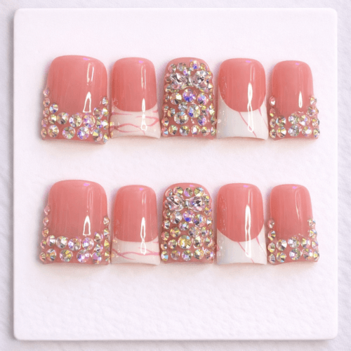 crystal glam press on nails