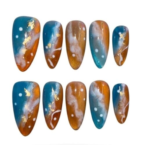 Home desert horizon marble press on nails – handcrafted luxe edition